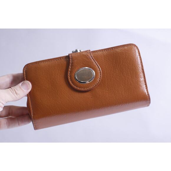 Brown Leather Wallet, 7-inch Clutch - Picture 1 of 5